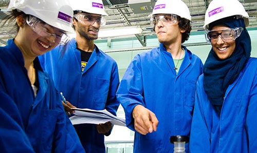 Group of students in hardhats
